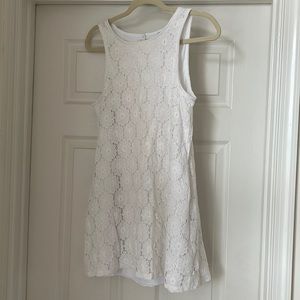 White dress with lace flower detail. Size L.